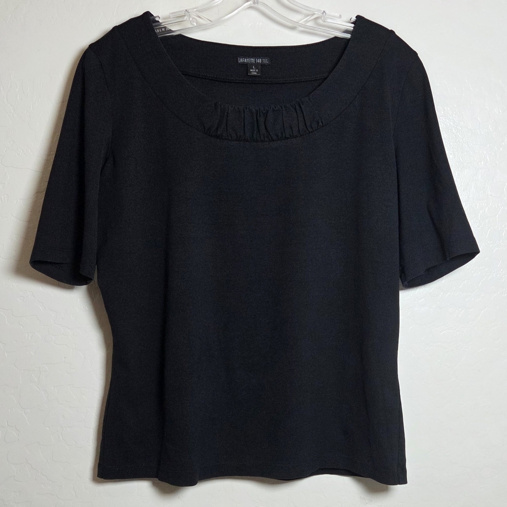 Lafayette 148 New York Black Short Sleeve Top